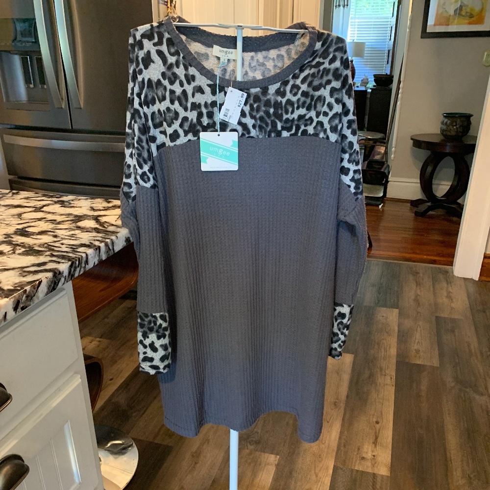 Gray Leopard Print Women's Dress